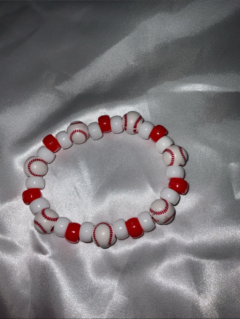 Handmade Pink & Blue Beaded Stretch Bracelet Set football baseball pick 2 - Picture 12 of 13